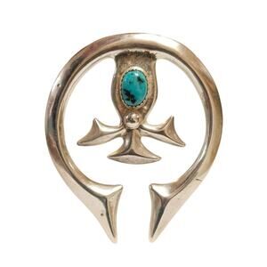 Vintage Navajo Sterling Silver Naja Pendant with Turquoise